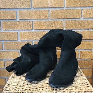 Also suede knee-high boots